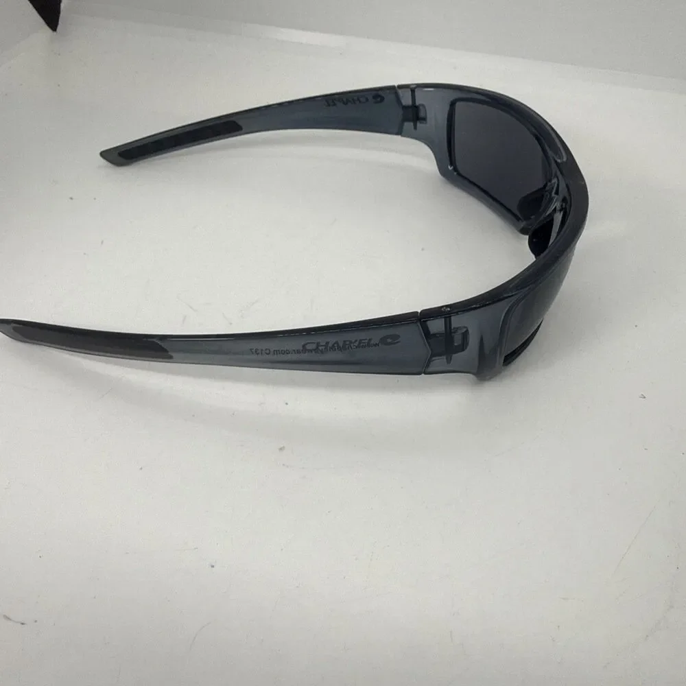 Chapel C137 Wrap Around Sunglasses Clear Blue Frame Sport Rectangle Shades Y2K